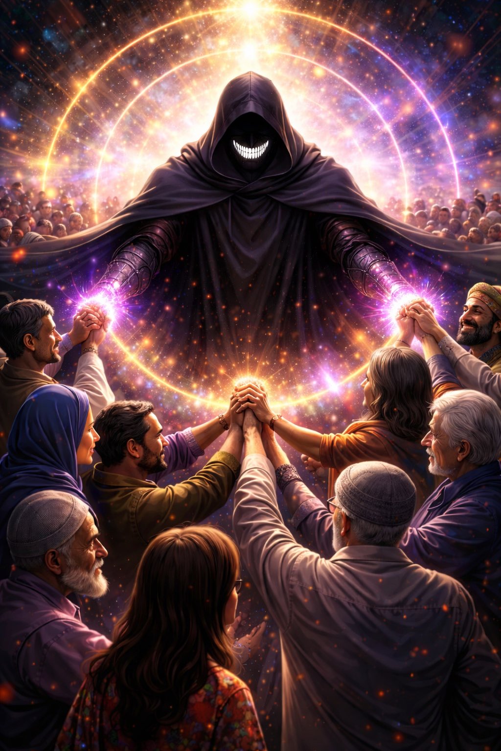 $HUMN figure connecting a diverse community in cosmic light