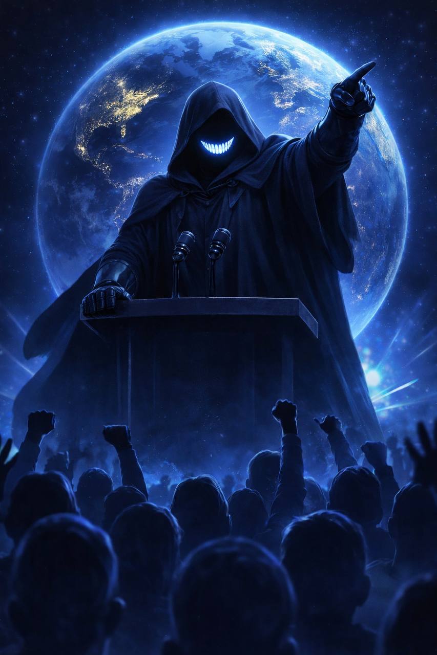 $HUMN speaker at a podium addressing a global crowd